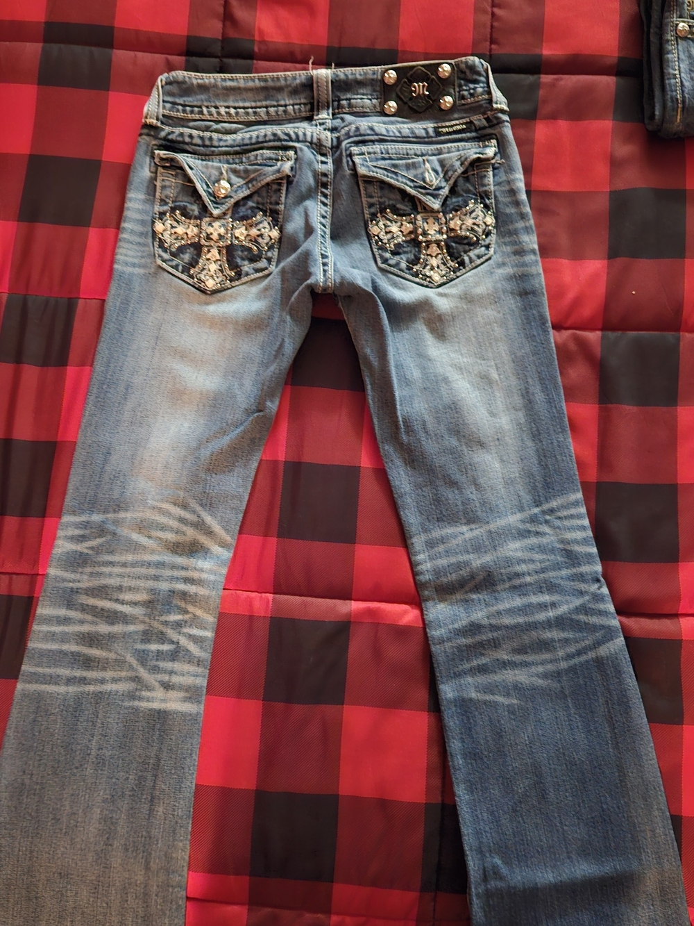 Miss Me Jeans Medium Blue Boot Cut with Embellished Back Pockets